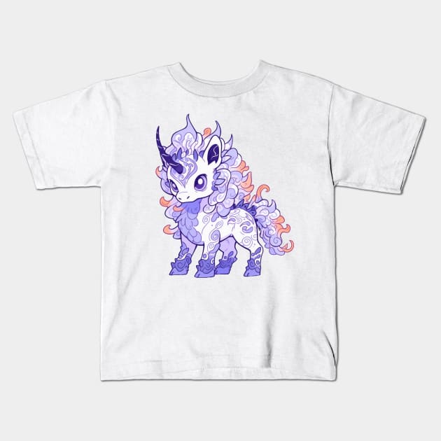 Cute Chibi Kirin Creature Kids T-Shirt by SundayDonuts